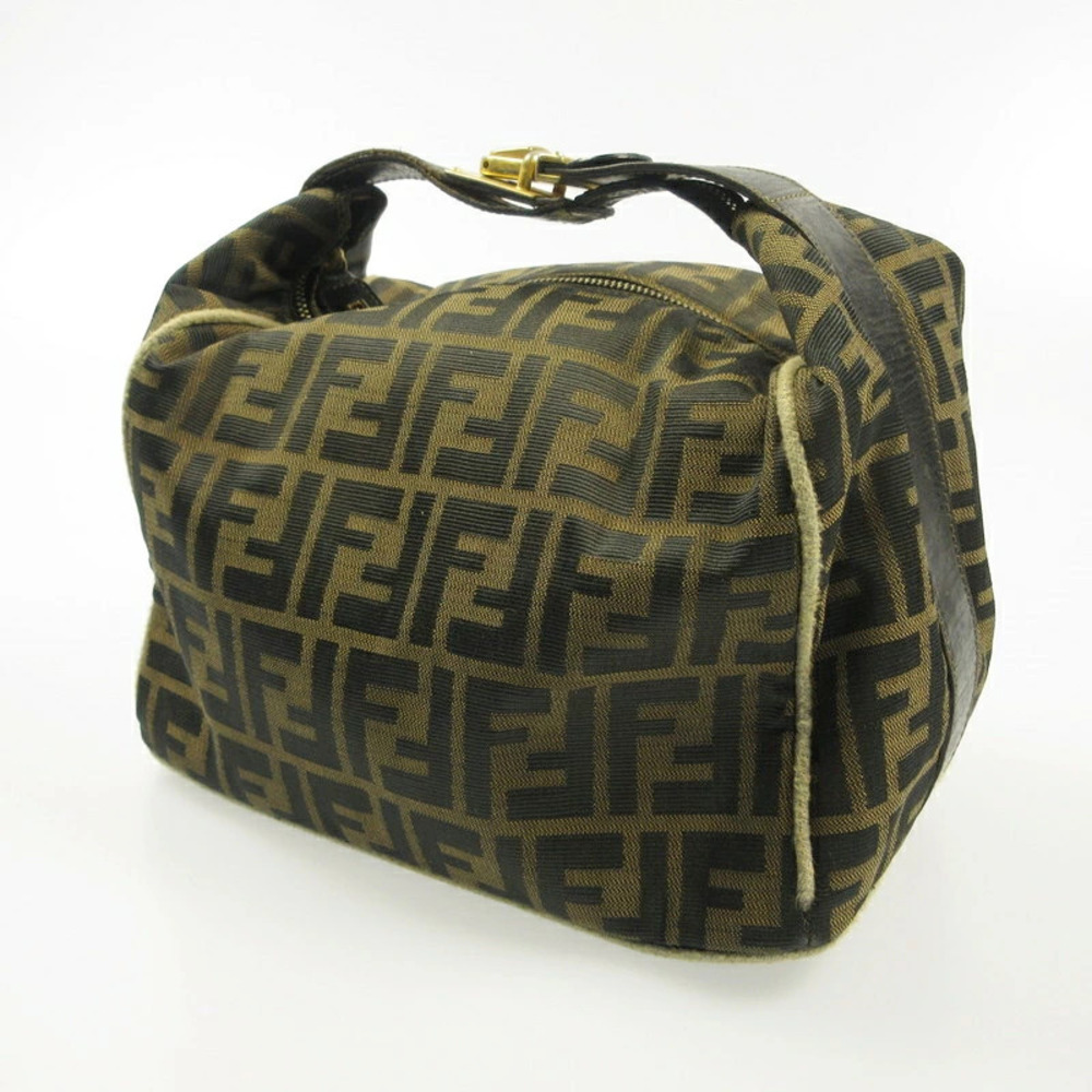 Fendi Zucca Canvas Vanity Bag brown black FF monogram leather